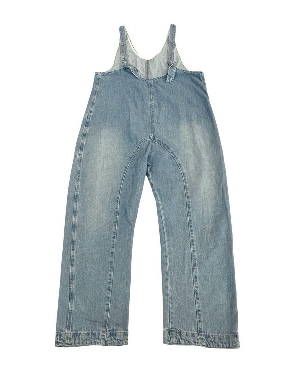 We The Free People Overalls Womens Size L Blue Denim Sleeveless Inseam 24.5”